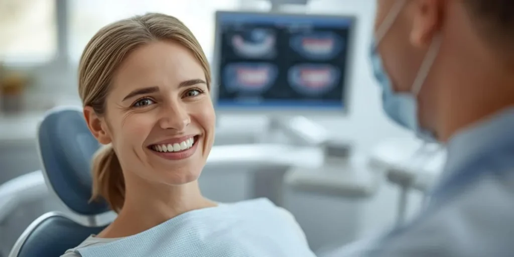 Things You Can Expect from the Best Full Mouth Implants in Dunwoody, GA 6 Happy patient consulting dentist full mouth implants Dunwoody GA